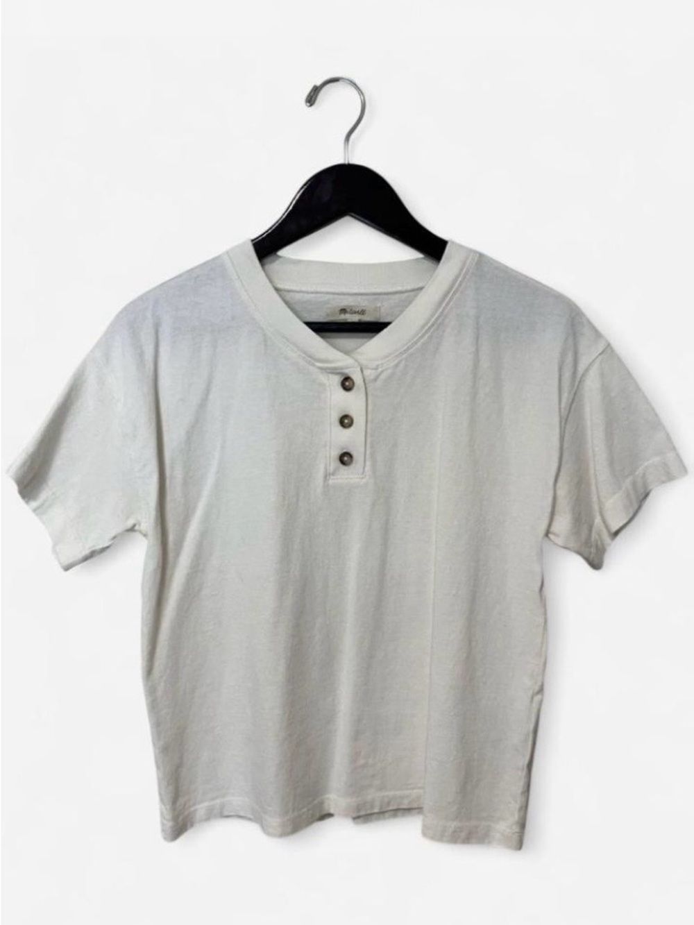 Madewell Classic Short Sleeve Henley Top - Cream Size Small